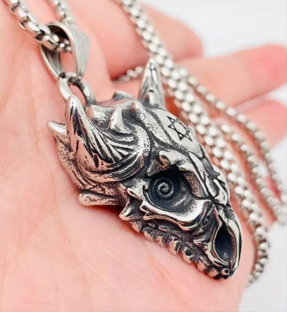 Hexagram Skull Pendant Necklace