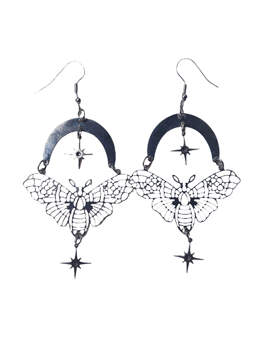 Moon & Star Moth Earrings