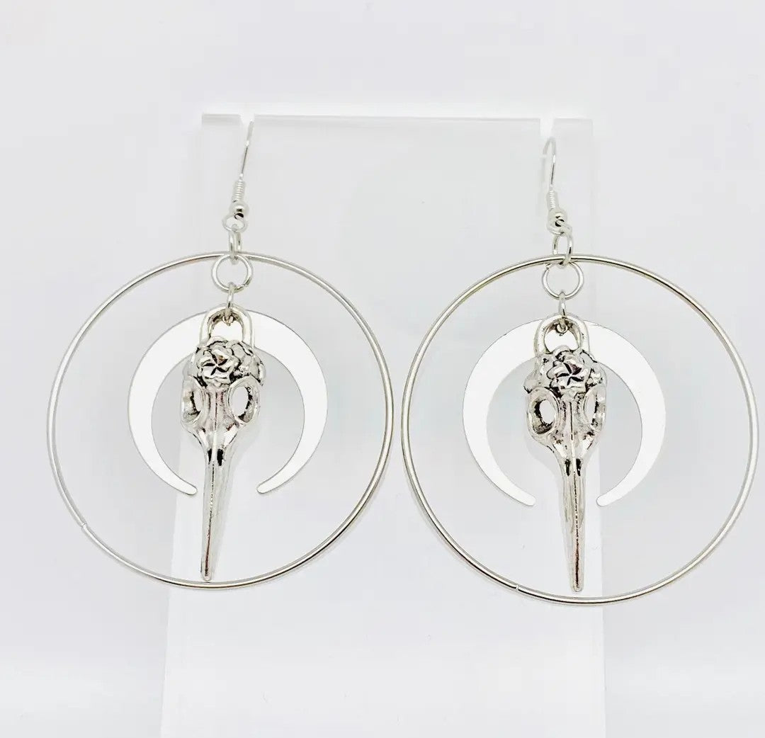 Hummingbird Skull Earrings