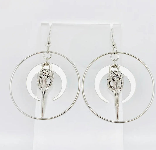 Hummingbird Skull Earrings